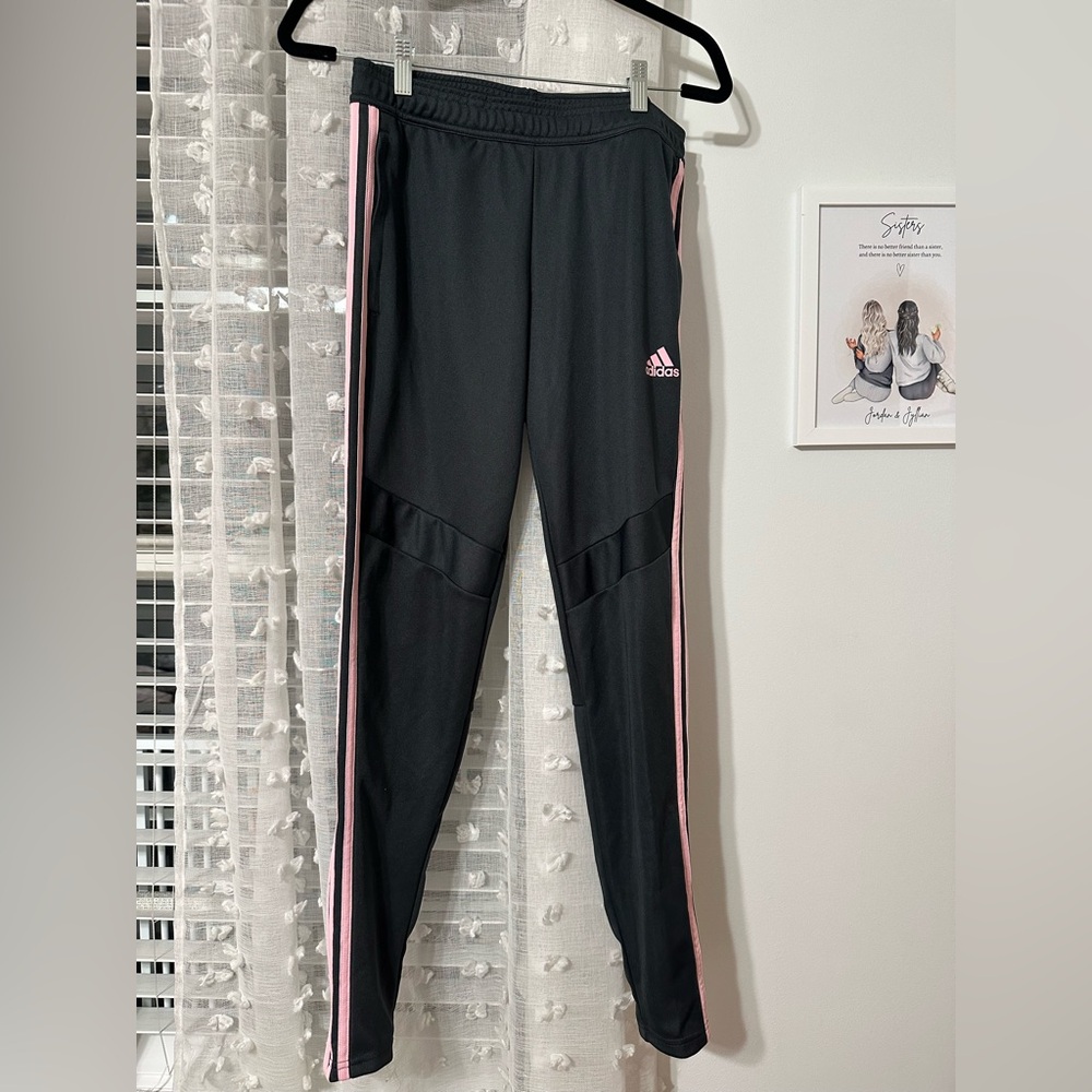 Women’s Adidas Black Joggers with Pink Stripes